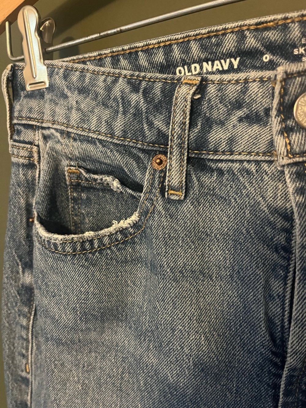 Old Navy Extra High-Rise Sky-Hi Wide Leg Distressed Pockets Women’s Blue Jeans 0 - Picture 5 of 10